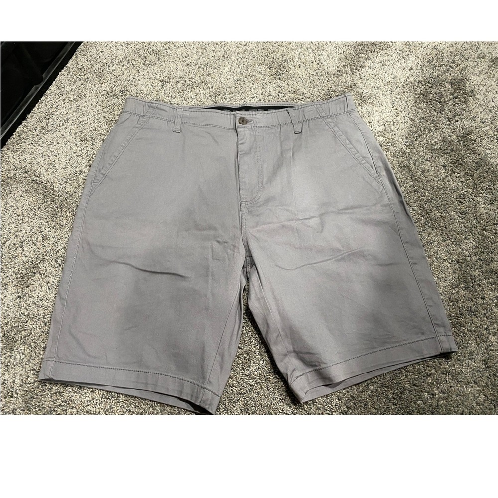 Iron Co Bari Flat Front Shorts Comfort Flex Waistband Pelican Gray 36 NWT